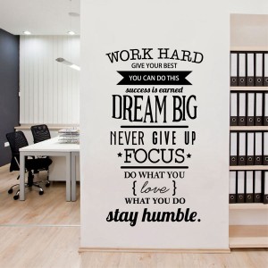 Office Motivational Quotes Wall Sticker Never Give Up Work Hard Vinyl Wall Decal   152850106951